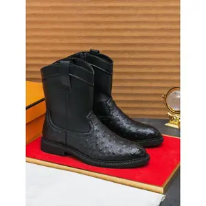 Men's Fashionable Plain Color Zipper Boots, Casual Comfortable Mid-calf Boots for Daily Wear, All-match Commuter Shoes for Work & Daily Wear