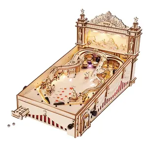 【self-assembly puzzle】ROKR Miniature Pinball Machine-3D Wooden Puzzles for Adults-DIY Wood Model Kits for Adults-Toy Gifts for Ages 14 and Up