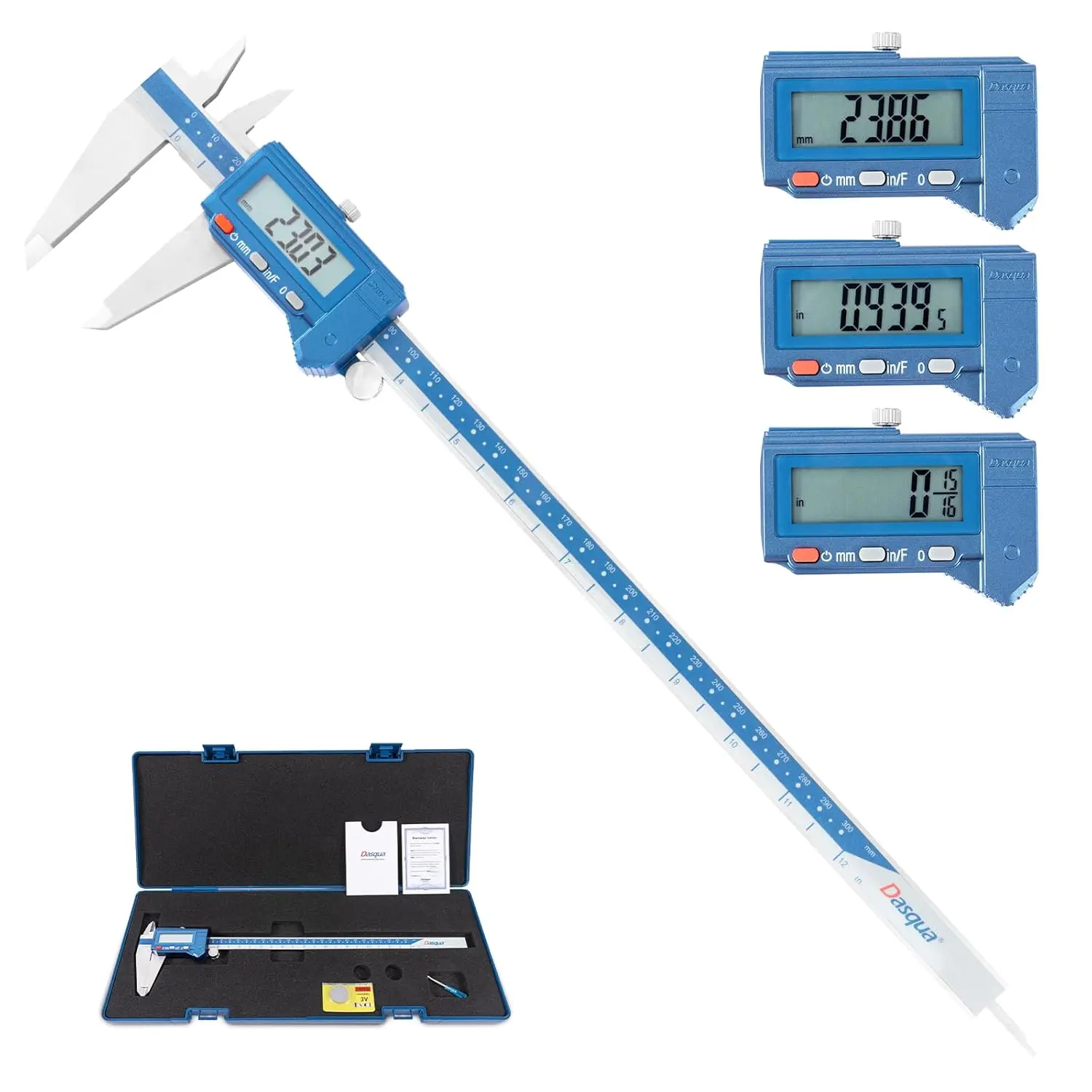 Digital Caliper 12", IP54 Stainless Steel Water Resistant Caliper with Large LCD Display and Storage Case, Easy  Between Inch/Metric/Fraction, Accuracy 0.001'', Precision Measuring Tool