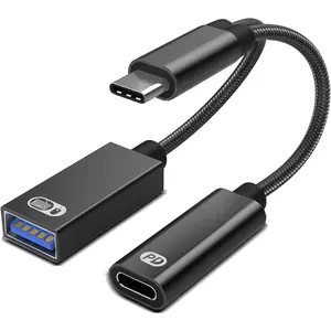 USB C to USB OTG Adapter, 2 in 1 USB C Splitter with PD-in 60W  Port and USB 3.0 Female Port Compatible wit  15 Pro, MacBook Pro,Chromebook, Galaxy and  Type-C Devices