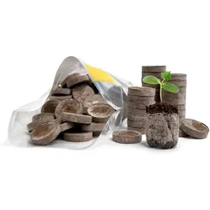 100 Count-  36 MM Peat Soil Pellets Seeds Starting Plugs: Indoor Seed Starter- Start Planting Indoors for Transplanting to Garden or Planter Pot