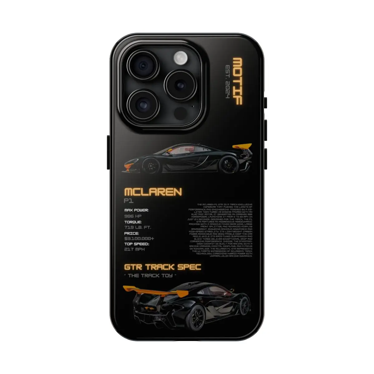 Motif Signature Phone Case - McLaren P1 GTR [PRODUCT:DARK] - Luxury  Automotive Design - Accessories Protection Rubber - TikTok Shop