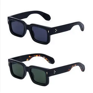SUNVOES 2 pack Square Frame Sunglasses for Women Men Trendy Chunky Rectangle Sun Glasses Black Shades UV400 Protection