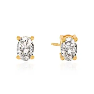 Remi Oval Stud Earrings in 18K Gold Plating