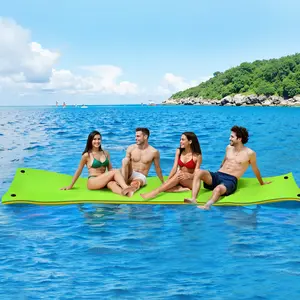 WARMOUNTS Lily Pad Floating Mat, 7/8/9/13/15.5 FT Floating Mat, 3-Layer Tear-Resistant XPE Foam Floating Water Mat with 16.4' Elastic Bungee Tethers for Lake, Pool, River, Ocean, Boat, Beach