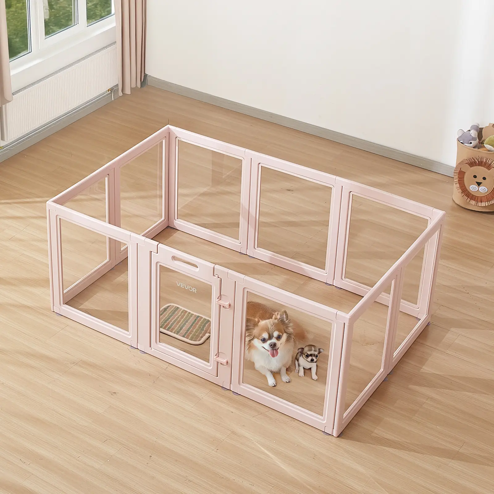 【SummerFinds】VEVOR Dog Whelping Box, 60x39x23 in Plastic Dog Whelping Pen for Medium Sized Dogs, Waterproof Transparent Puppy Playpen with Windows & Door Lock, Easy to Clean, Durable Indoor Pet Dogs Cats Birth Kit
