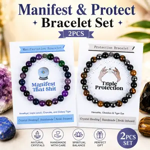 2 pcs beaded jewelry Crystal braceletelegant fashion jewelry for banque, daily wear, gift for her, Christmas gift fashion artificial Colorblock Beaded Crystal Bracelet summerwins