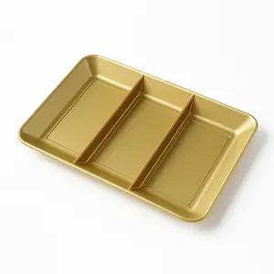 Elegant Gold Compartment Serving Tray - 14" Rectangular