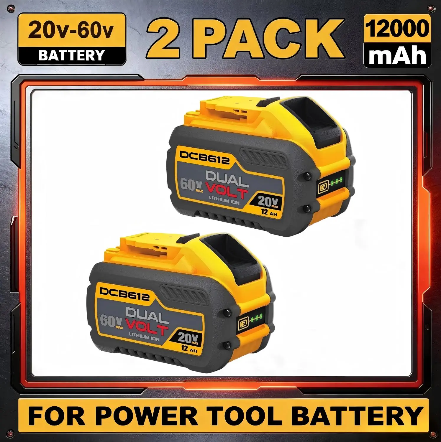 DCB612 12.0Ah Replacement for Dewalt 20V/60v Flexvolt Battery(4PC-60V) | Compatible with Dewalt 20V/60V Max Battery DCB606 DCB609-2 DCB606-2 DCB612