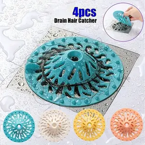 4pc Hair Stopper Catcher Shower Drain Strainer Drainer Kitchen Sink Filter Bathtub Sewer Outfall Filter Cover Bathroom Accessories