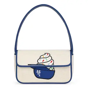 MLB Shoulder Bag for Game Day Essentials & Casual Fan Gear, Beaded Fabric Flap Purse with Short Strap, Fashion Handbag for Work, Travel, School & Everyday Use, 119/129