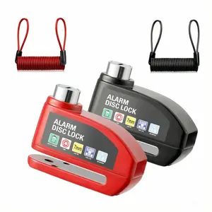 Anti-Theft 110dB Alarm Disc Brake Lock, Waterproof Security Wheel Lock with 7mm Pin, 5ft Reminder Cable, and Carry Pouch for Motorcycles, Bikes, and Scooters