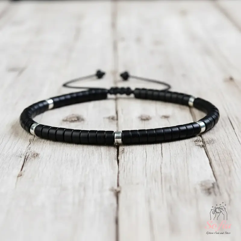SofiadesignsBoutique Unisex Dainty Handmade Natural Black Tourmaline Barrel Shape Stone Braided Bracelet - Healing Crystal Jewelry for Adults' Daily Wear, Gift Option | Jewelry Accessories