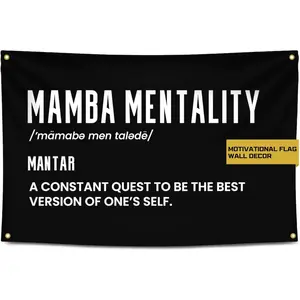 60in x 40in Gold Trident Mamba Mentality Gym Flag Banner - Inspire Your Workout with this Banner - Kobe Bryant Perfect Basketball-Inspired Wall Decor - Stay Motivated with Cool Motivation Art -