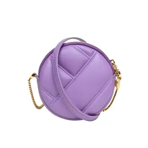 Pre-owned Bvlgari leather Tote Bags Purple C gold clasp Serpenti Cabochon snake head mini round bag wallet
