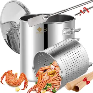 ARC 100-Quart Stainless Steel Seafood Boil Pot with Basket and 36/ 48 inch Large Mixing Paddle,Crawfish, Crab, Lobster, Shrimp Boil Stockpot with Strainer,Turkey Fryer Pot,24 Gallon