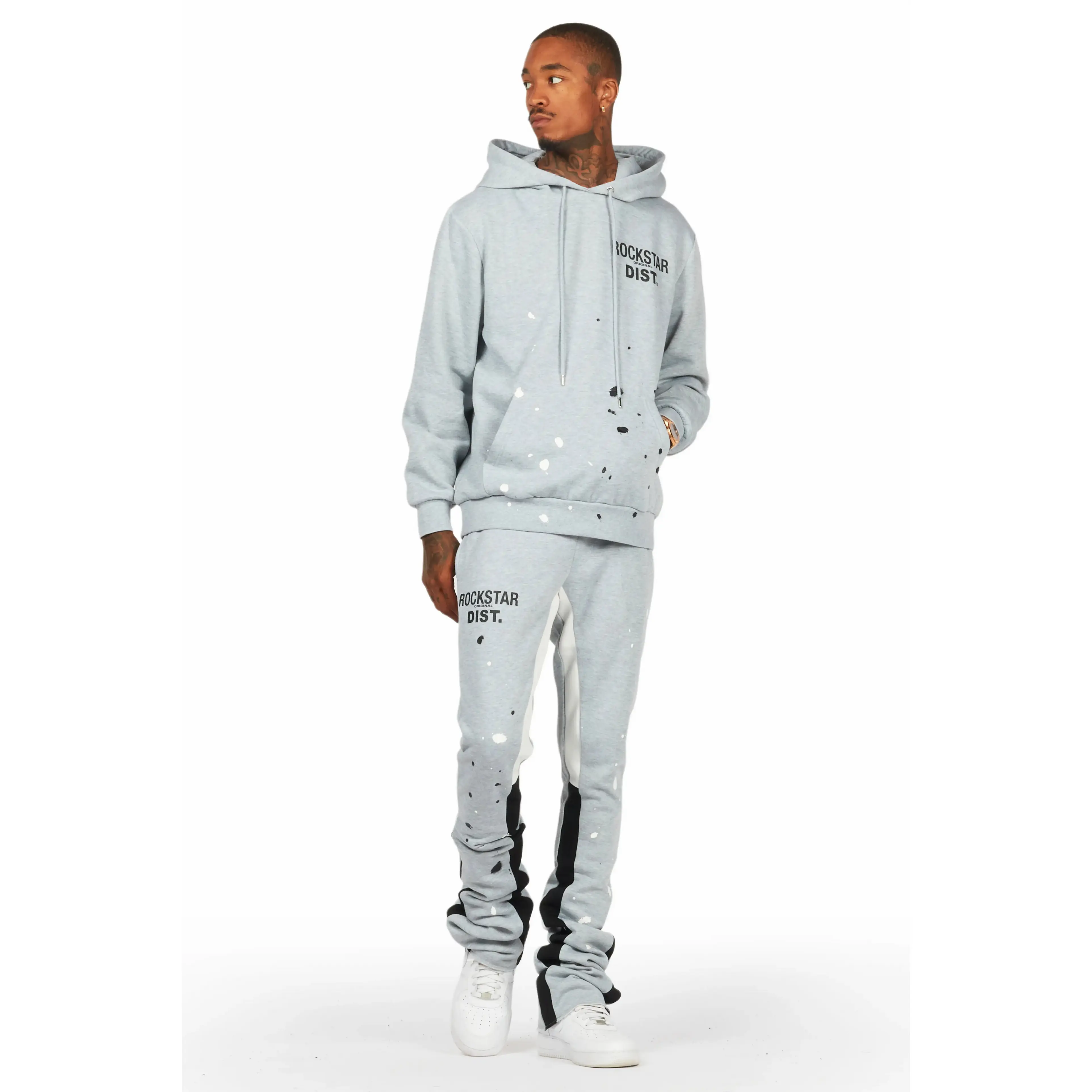 Jaco Heather Grey Hoodie/Super Stacked Flare Pant Track Set Jaco Heather Grey Hoodie/Super Stacked Flare Pant Track Set