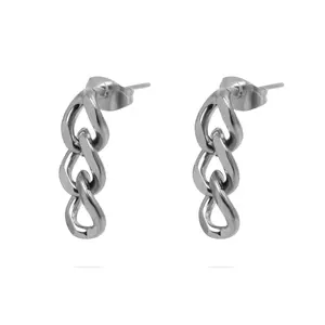 Stainless Steel PVD Curb Chain Dangle Earrings for Women