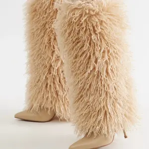 Fur Stiletto Boots - Stylish and Comfortable Women's Shoes