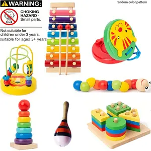 1 Set Wooden Montessori Toy, Multi Activity Playset, Learning Tower Toddlers, Colourful Towers, Eight-tone Glockenspiel, Beaded Clock, Teaching Supplies, Preschool Development Kit, Birthday Gift, Christmas Gift, Wooden Busy Board
