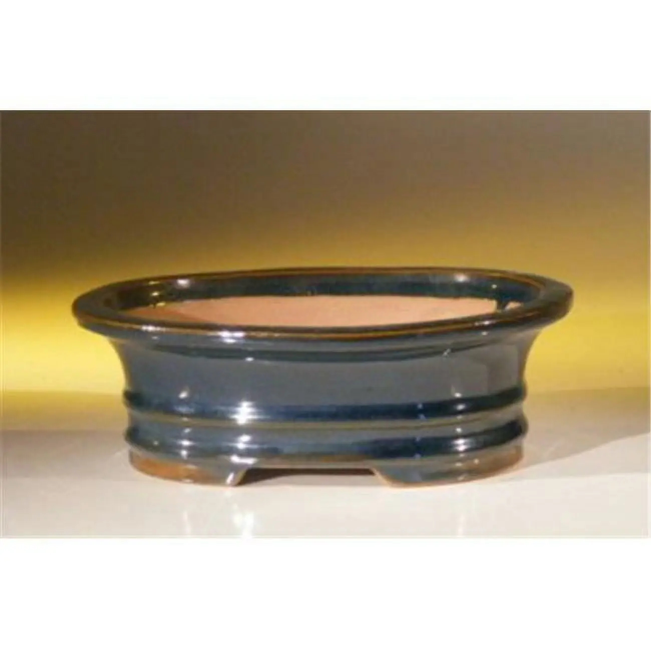 212 MAIN Oval Form Ceramic Garden Planter Pot, 7x5.5x2.375 in Blue Planter Pot for Bonsai, Modern Plant Pot