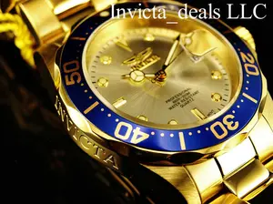 Invicta Men's 40mm Pro Diver Quartz CHAMPAGNE DIAL Gold Tone Stainess Steel Watch