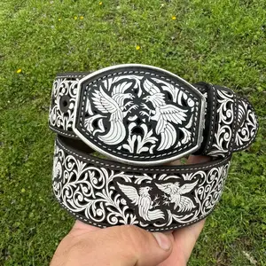 Western Belt Cinturon Vaquero Palenque Blanco