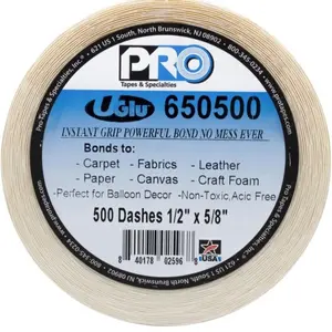 UGlu DASHES ½ x 5/8 inches (Roll of 500)  650500  Instant Grip  Powerful Bond Great for Balloons Non-Toxic  Acid Free  Bonds to Multi Surfaces