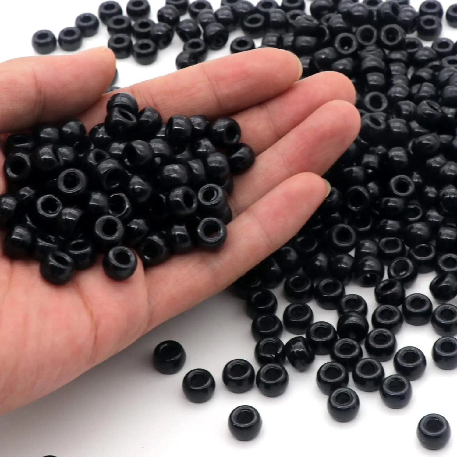 1000Pcs Pony Beads Bracelet 9mm Black Plastic Barrel Pony Beads for Necklace,Hair Beads for Braids,Key Chain,Jewelry Making (Black) 1000Pcs Pony Beads Bracelet 9mm Black Plastic Barrel Pony Beads for Necklace,Hair Beads for Braids,Key Chain,Jewelry Making (Black)