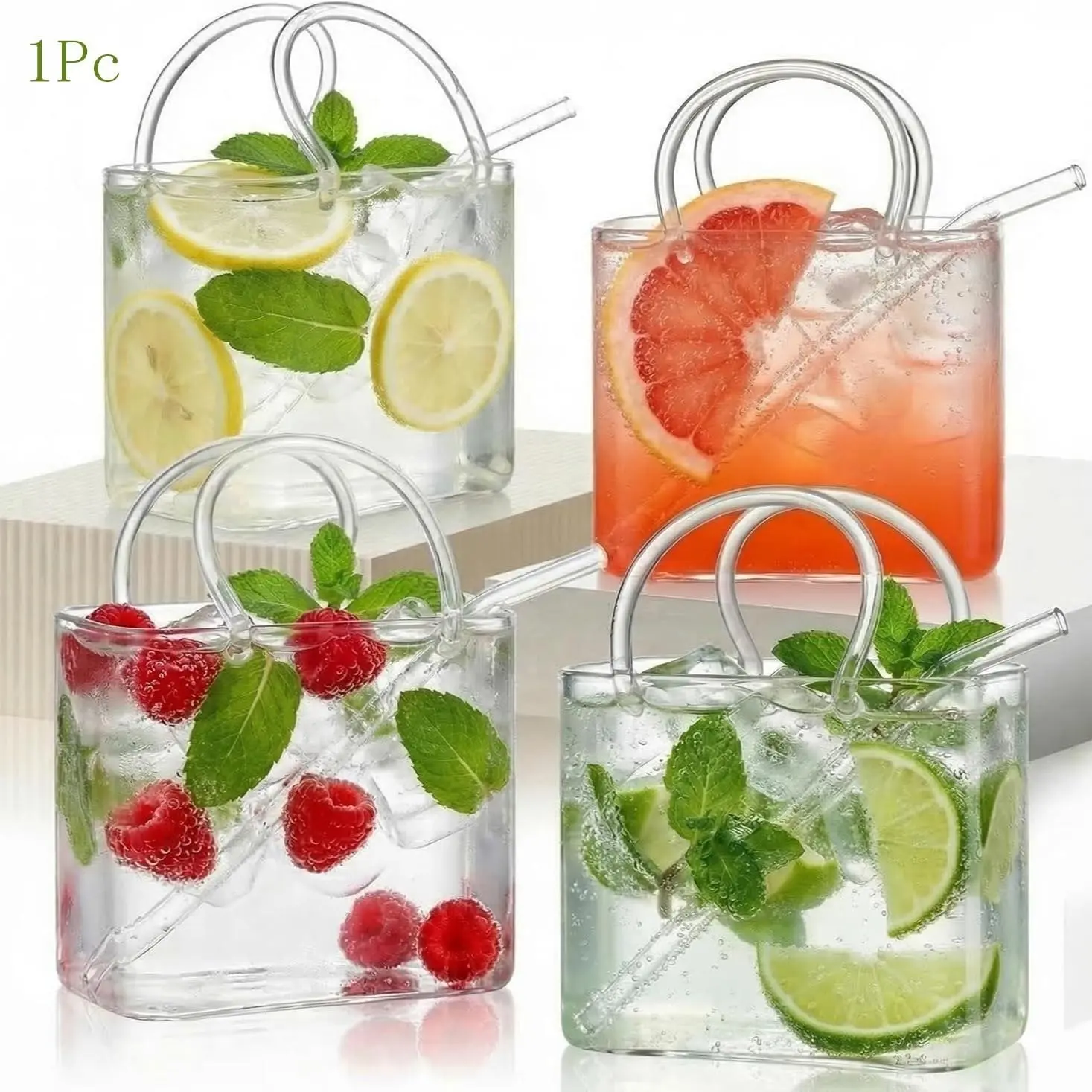 Handbag Glass Cup - Upgraded Packaging, 26oz Unique Wine Cup Handbag, Women's Party Gift, Holds Drinks, Fish Tank Vase, Creative Drinking Cup, Clear Glass Cup, Drinking Glassware, Suitable for Juice, Tea, Anniversary or Birthday Gift, Decorative Glass