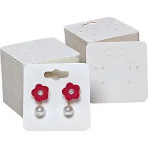 White Earring Cards for Selling Jewelry Earring Display Cards with Holes Earring Paper Holders 2X2 Inches 200Pcs White