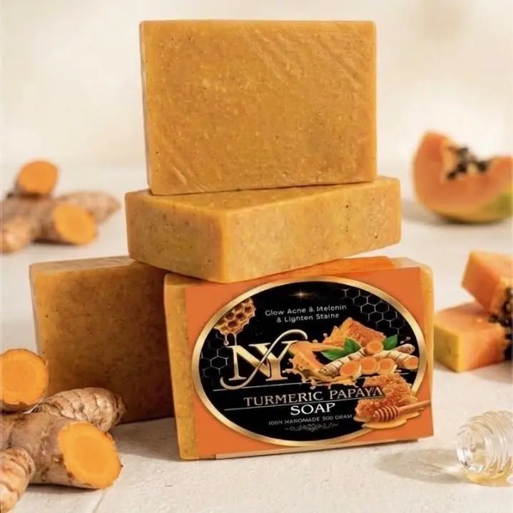 Turmeric Papaya Soap with Honey & Olive Oil for Acne Relief and Hydration