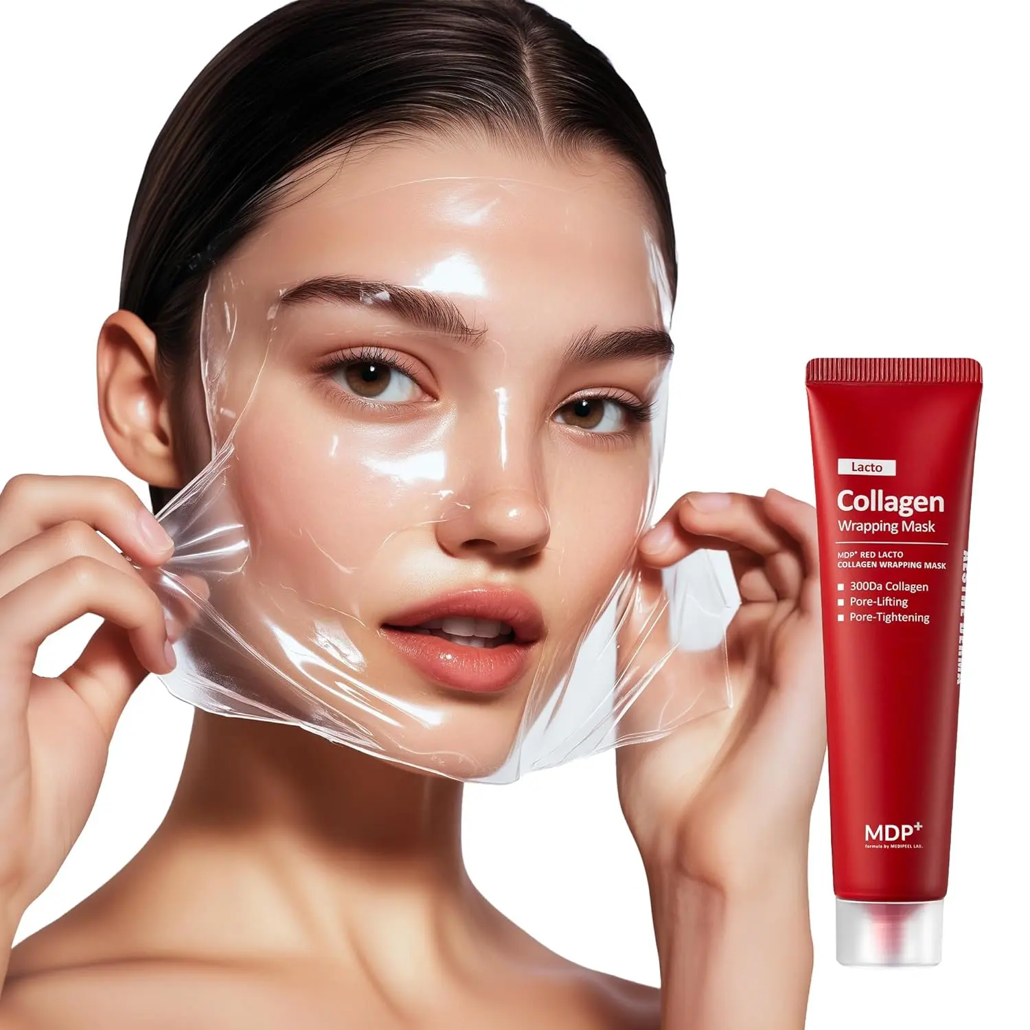 RED LACTO COLLAGEN Wrapping Face Mask 2.36oz/70ml - Glowy, Skin Elasticity, Hydrating, Peel-Off Mask, Pore Lifting & Minimizing, Korean Glass Skin - Skincare