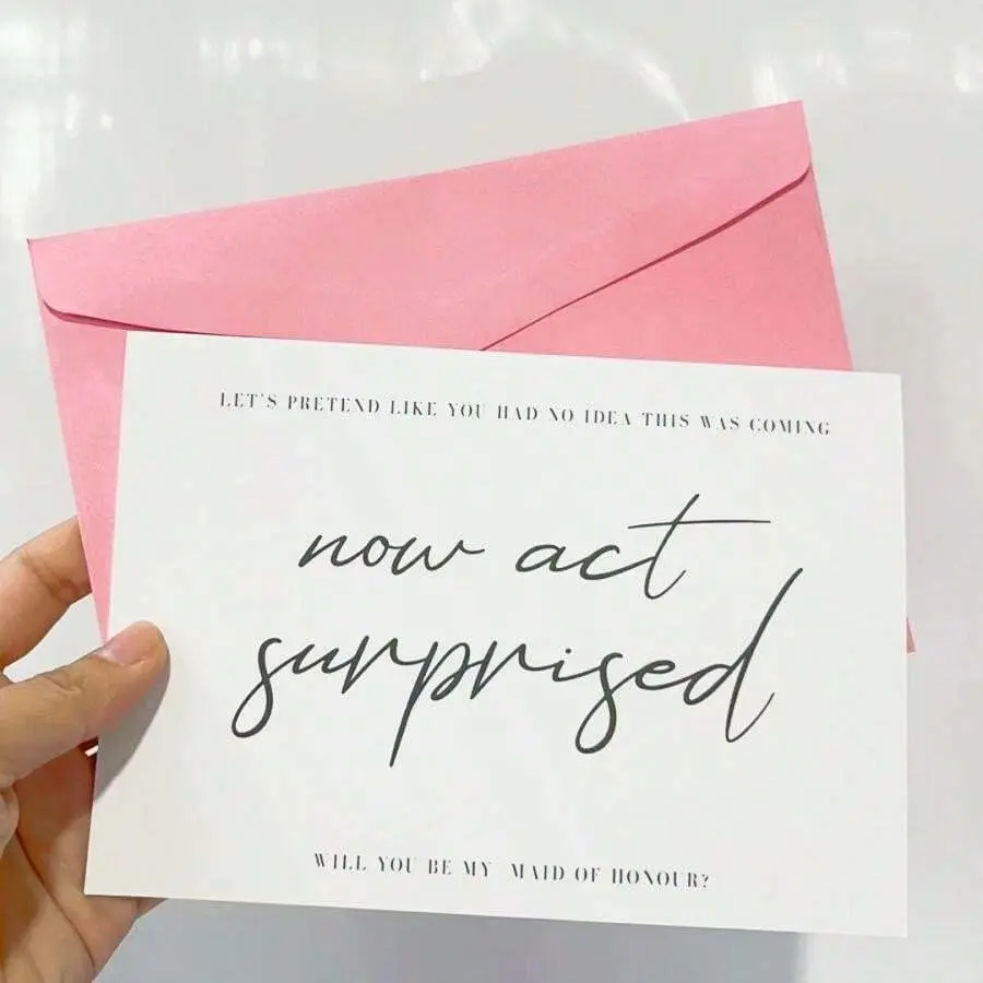 1pc Wedding Bridesmaid Proposal - Humorous 'Act Surprised' Invitation - Will You Be My Maid Of Honour/Bridesmaid - No Electricity Needed - Special Gift For Her - Custom Message Card