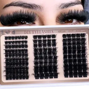 Russian Eyelash Extension Kit 300pcs/240pcs/170pcs, 60D+80D+100D/100D+120D+160D/160D+200D+300D, Natural Soft Reusable False Lashes, Fluffy False Eyelashes, Diy Volume Eyelashes, DIY Eyelash Extensions