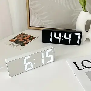 1pc LED Mirror Table Alarm Clock |   Digital Display, USB Powered, Snooze Function, Modern Rectangular Design with Plastic Frame, ≤36V Operating Voltage |   Ideal for Bedroom Or Office Decor
