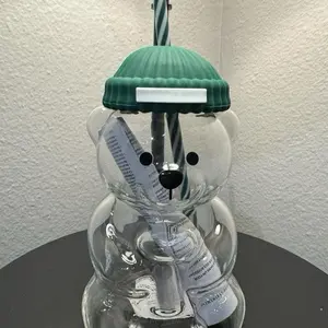 New Bear Straw Cup 2026 Cute Coffee Mugs Glass Bears Cups for Home Office Gifts 1Pc