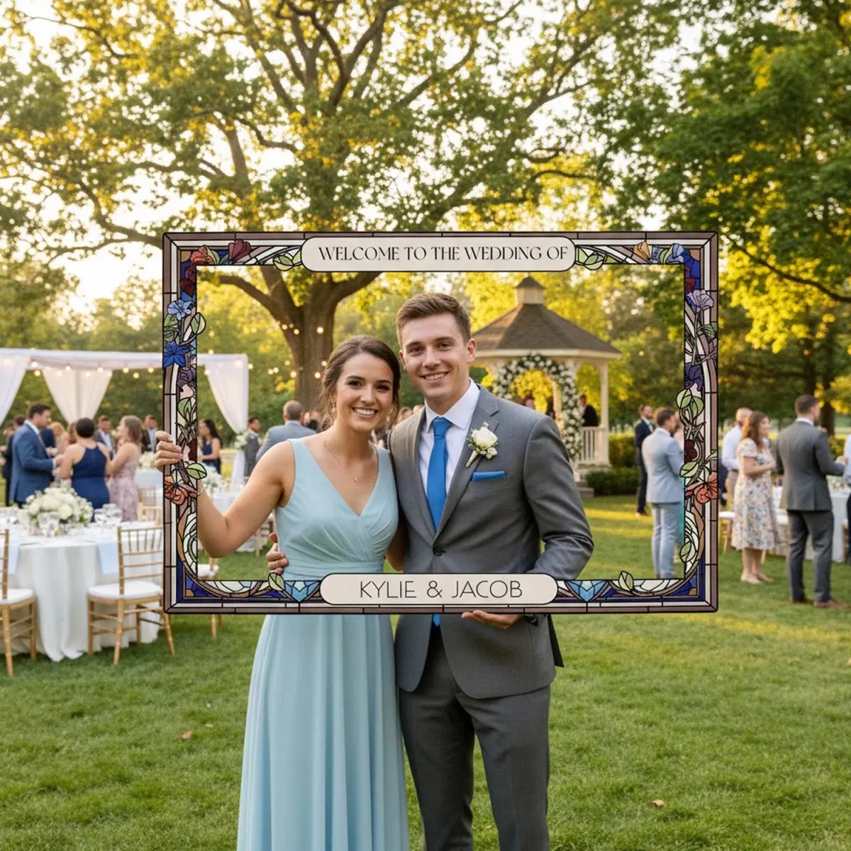 Personalized Wildflowers Wedding Photo Booth Frame