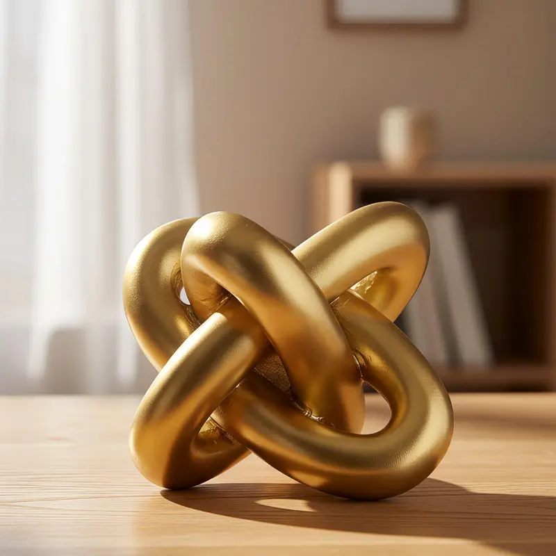 Minimalist 3-Knot Resin Figurine Statue Decorative Home Ornament for Living Room Tabletop Accent Modern Desktop Art Gift for Design Enthusiasts Gold Black White