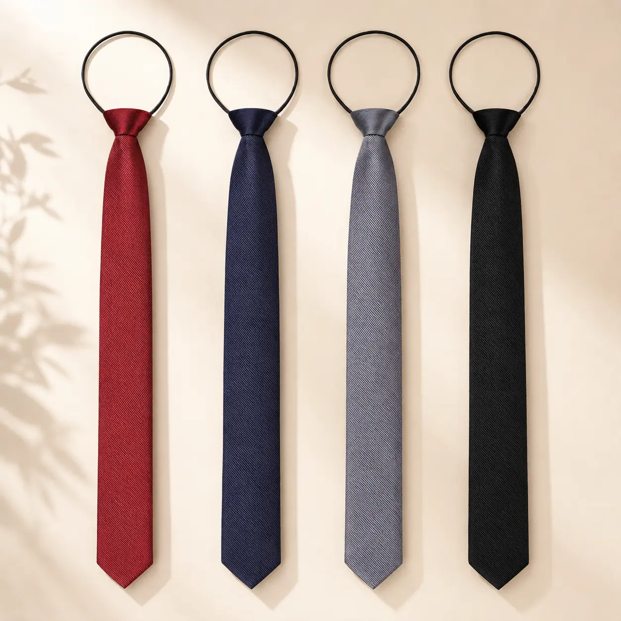 4 Pieces Zipper Ties for Men Adjustable Men's Neckties Zip on Tie for Zipper Skinny Necktie Clip on Slim Tie, Summervibes