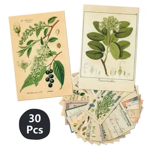 30 Piece Vintage Wall Collage Kit, Aesthetic Pictures, Floral Aesthetic Pattern, Retro Plant Room Decor, Bedroom Postcard, Cute Girl Dorm Photo Mosaic, Vintage Plant Wall Art, Vintage Letter Print