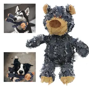 Dog Companion for Heavy Chewers- Indestructible Robust Bear Dog Toy, Resistant Squeaky Dog Toys for Heavy Chewers, Unbreakable Stuffed Plush Dog Toys for Aggressive Chewers (A-Navy)