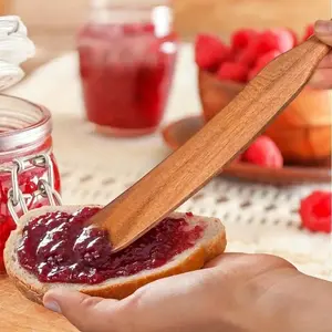 Set of 2 BPA-Free Teak Spatulas, Food Grade Non-Stick Wooden Cooking Tools, Durable for Mixing and Scraping Cans, Ideal for Acidity Dough Handling