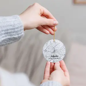 Atlanta Ornament Ceramic Christmas Tree Decoration with City Map Design Holiday Gift Keepsake for Georgia Lovers