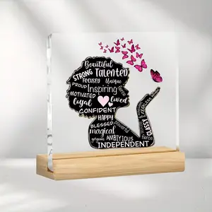 Positive Inspirational Acrylic Sign, Women's Motivational Gift, Heartfelt Decorative Plaque, Multifunctional Office & Home Decoration, Acrylic Desktop Decoration