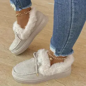 Cozy Fluffy Boots for Women - Soft Platform, Thermal Lining, Round Toe, Non-slip Sole, Warm and Comfortable Winter Boots with Soft Sole for Snowy Days - for Cold Weather Girl Walking Shoes Footwear Pu Footwear Pu Footwear Pu Knee