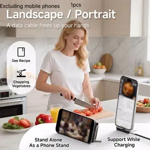 240w Type-C Charger, Fully Compatible with Mobile Devices, 360° Rotating Stand Connector, Hidden Phone Holder Included
