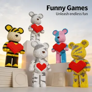 Large Size Love Bear Flower 3D Puzzle Blocks, Home Office Bookshelf Decor, Party Decoration, Ideal Gift for Thanksgiving Christmas Halloween Easter