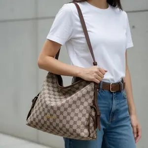TX Packs Signature Print Large Tote Bag for Women, Crossbody Hobo Shoulder Purse, Everyday Commuter Essential