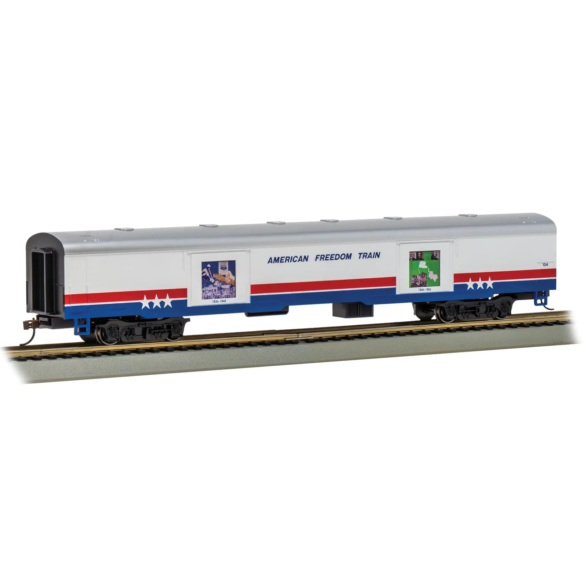 Bachmann Trains - LIMITED EDITION AMERICAN FREEDOM TRAIN CARS with LIGHTED DISPLAYS - EXHIBIT CAR #104 1836-1856 - HO Scale